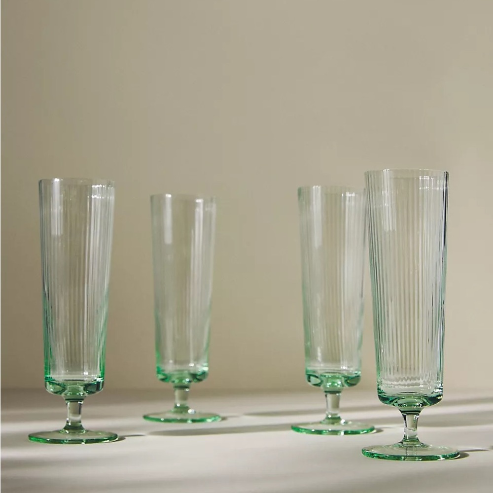 Anthropologie Janet Flutes, Set of 4, Mint